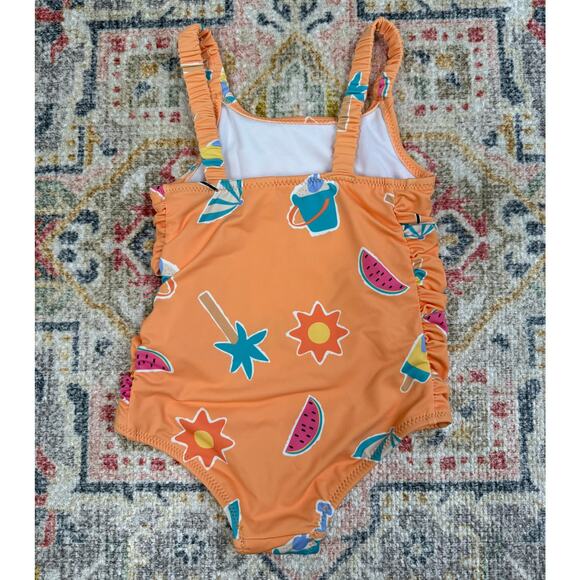 NWT Zara Girls' Orange Beach Print Swimsuit Size 2-3 - Picture 4 of 4